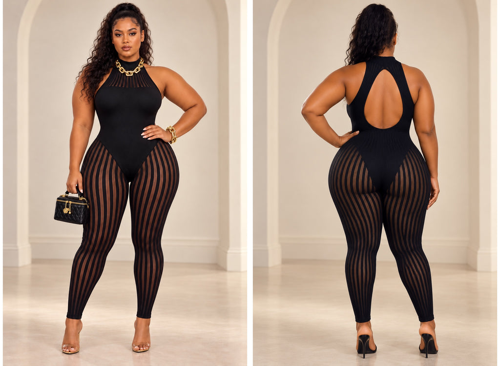 Beyond Heaux Poster Girl Jumpsuit – Black (fits xl-3x)