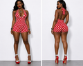 Cherry Bomb Halter Romper - red & white