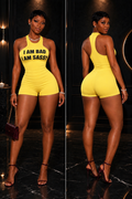 Bad & Sassy Statement Romper - yellow & black