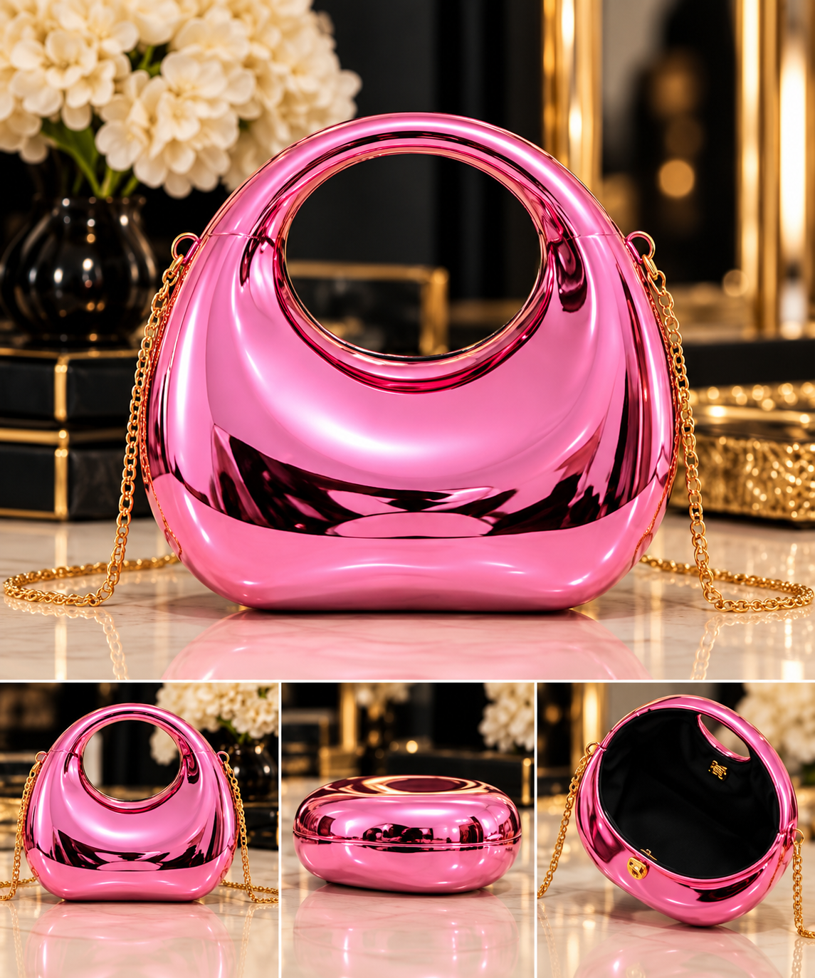 “Mirror mini” Blush Chrome  Bag - pink
