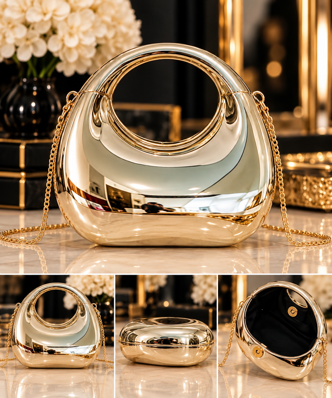 “Mirror mini” Golden Hour Bag - gold
