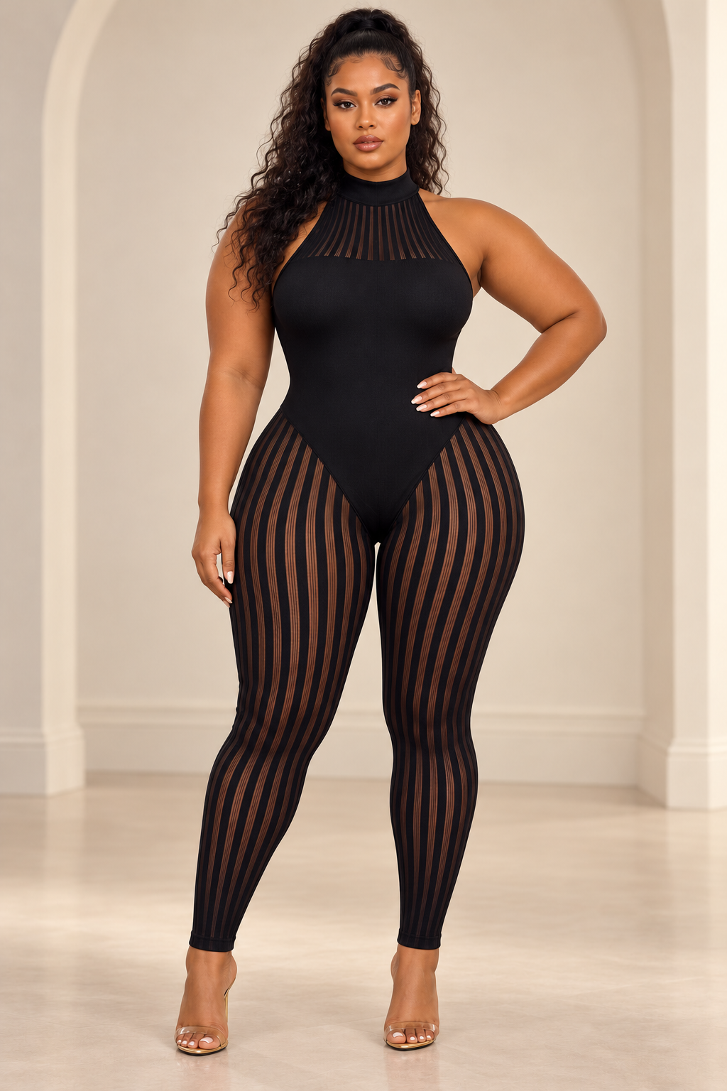 Beyond Heaux Poster Girl Jumpsuit – Black (fits xl-3x)