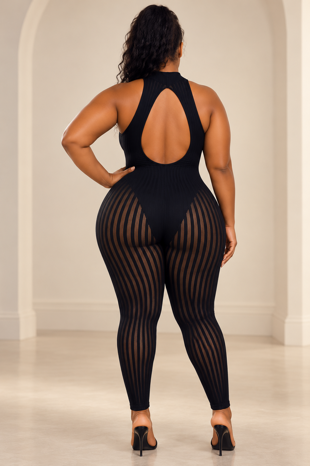 Beyond Heaux Poster Girl Jumpsuit – Black (fits xl-3x)