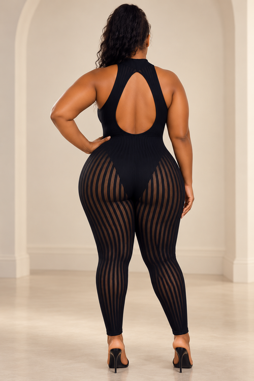 Beyond Heaux Poster Girl Jumpsuit – Black (fits xl-3x)