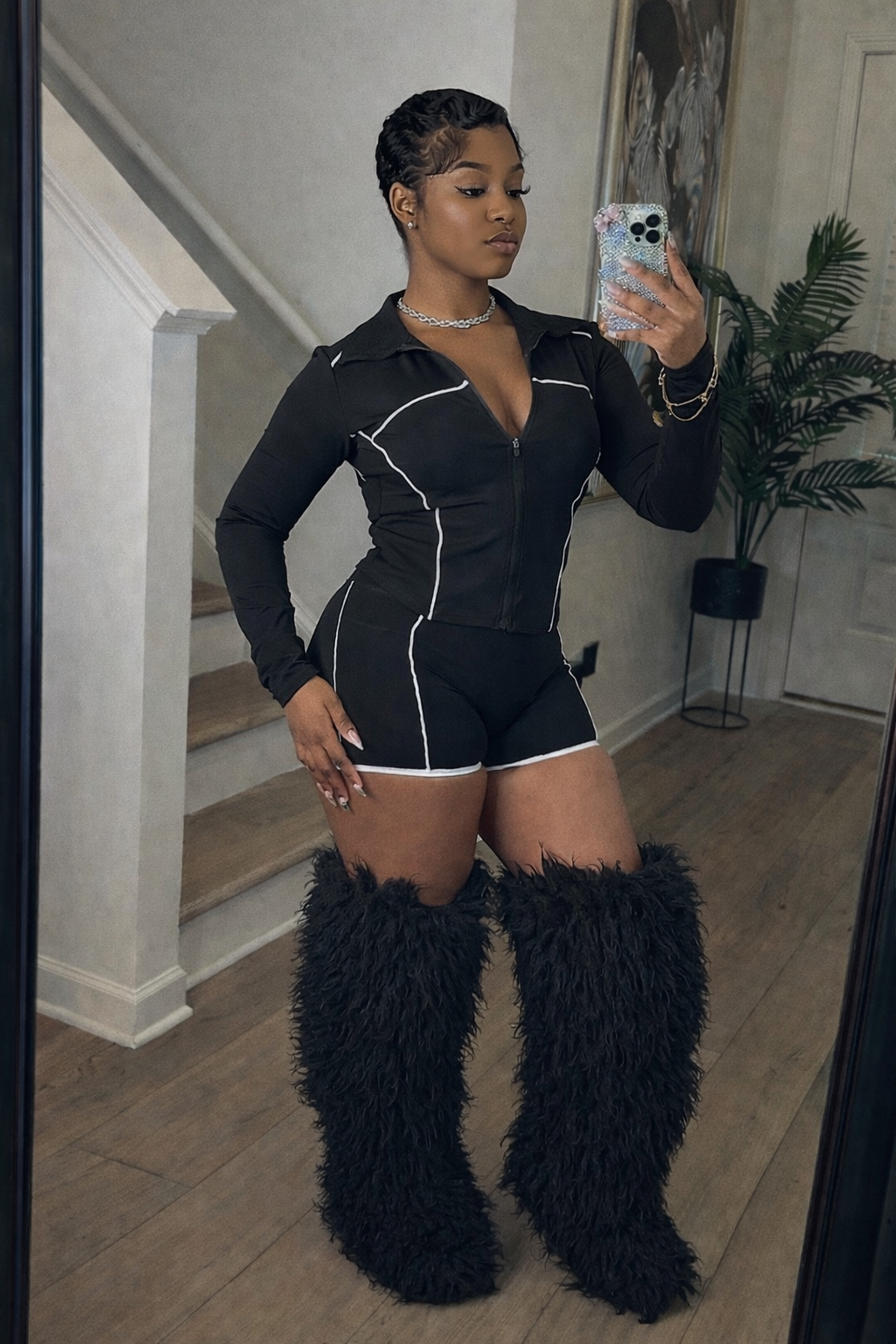 Zip-Up Contour Set Noir - black