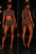 “ Mocha Edge Short Set – Brown”