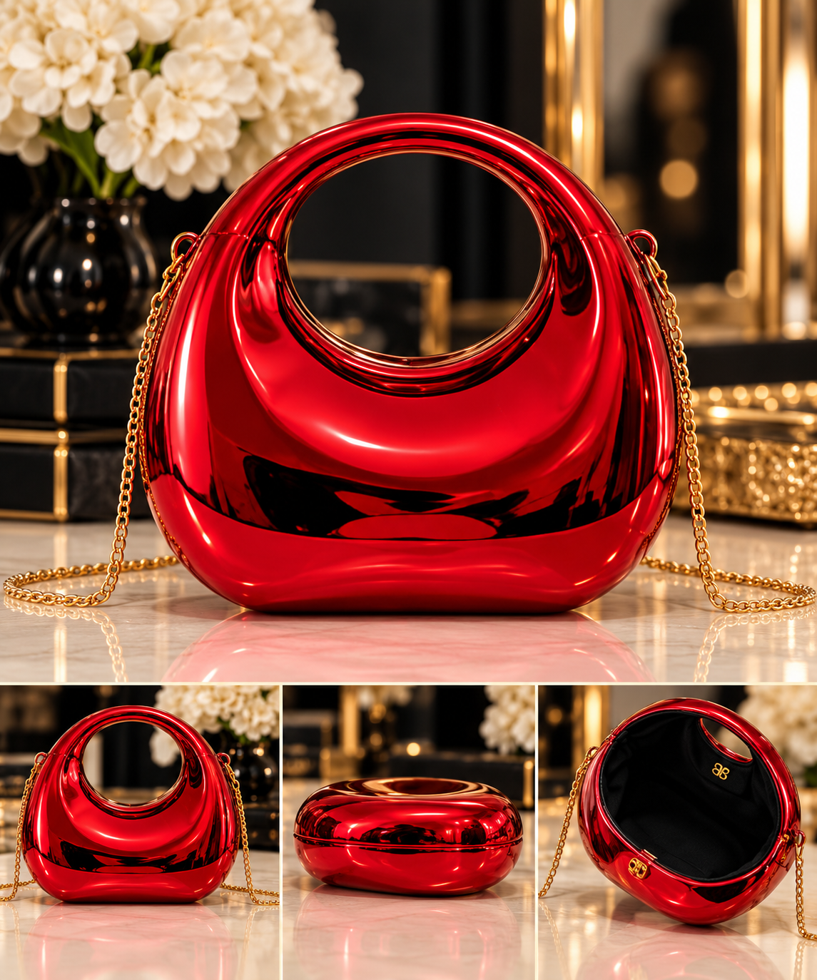 “Mirror mini” Cherry Glaze Bag - red