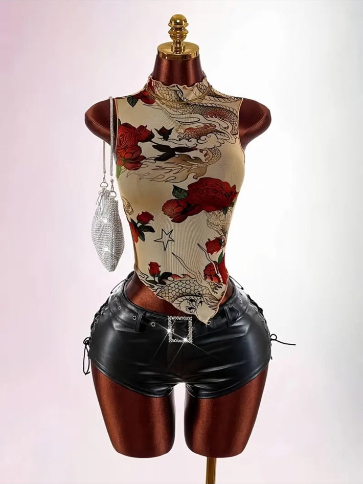 Wild Rose After Dark Mesh Top - nude