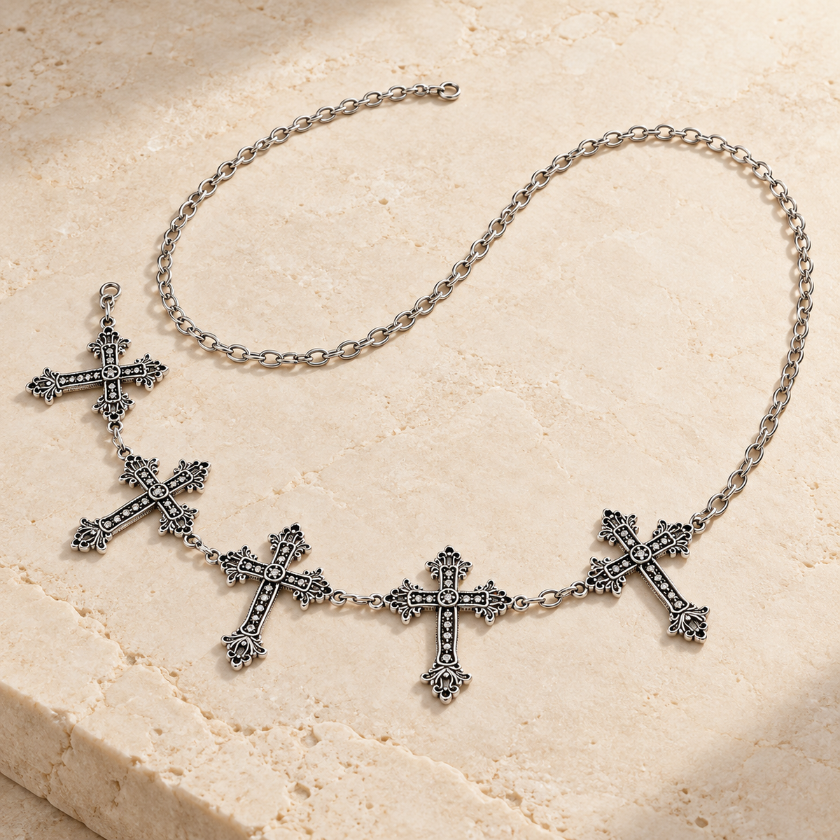 Cross My Heart Waist Chain Belt — Silver