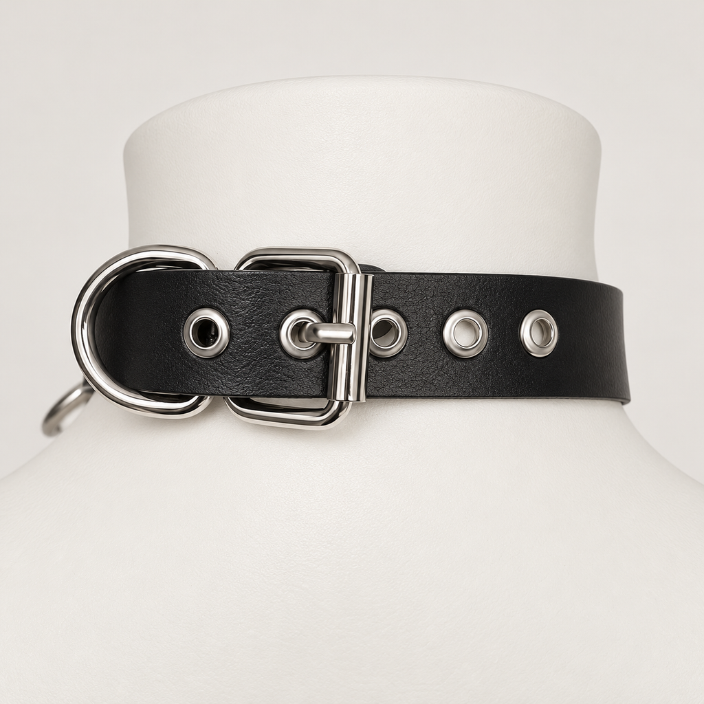 Layered Chain Choker Necklace - black & silver