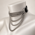 Layered Chain Choker Necklace - black & silver
