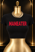 MANEATER Crop Tee — Black & Red
