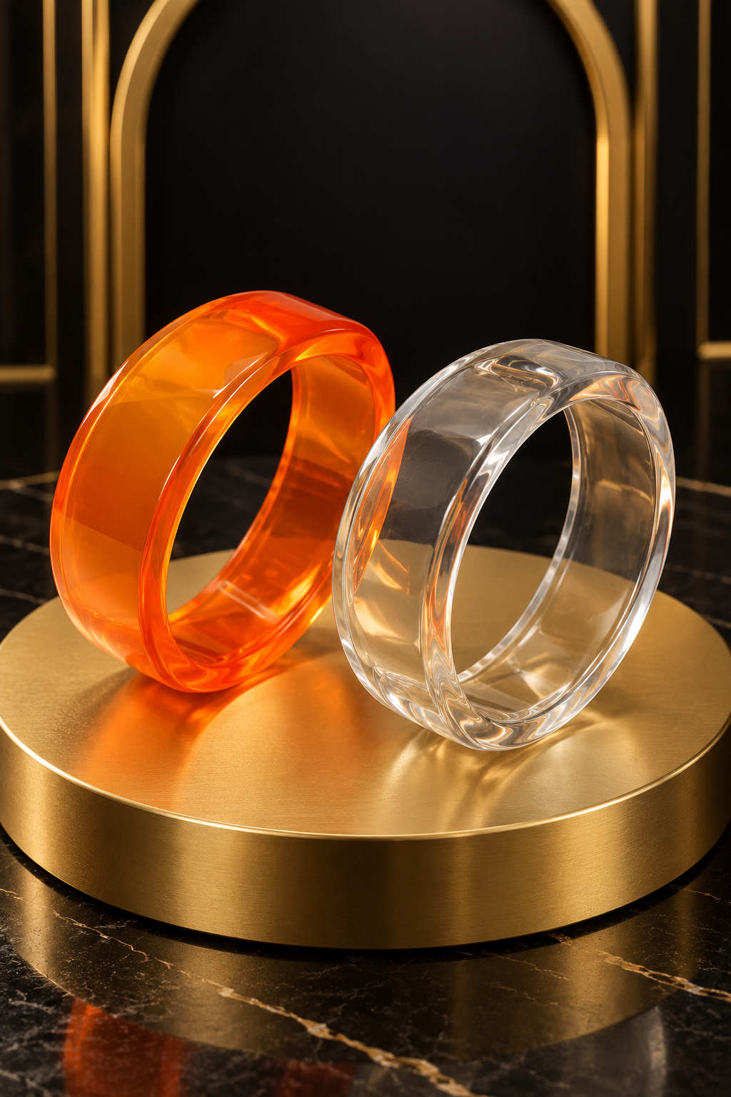 Jelly Glow Bangle Set – Orange/Clear