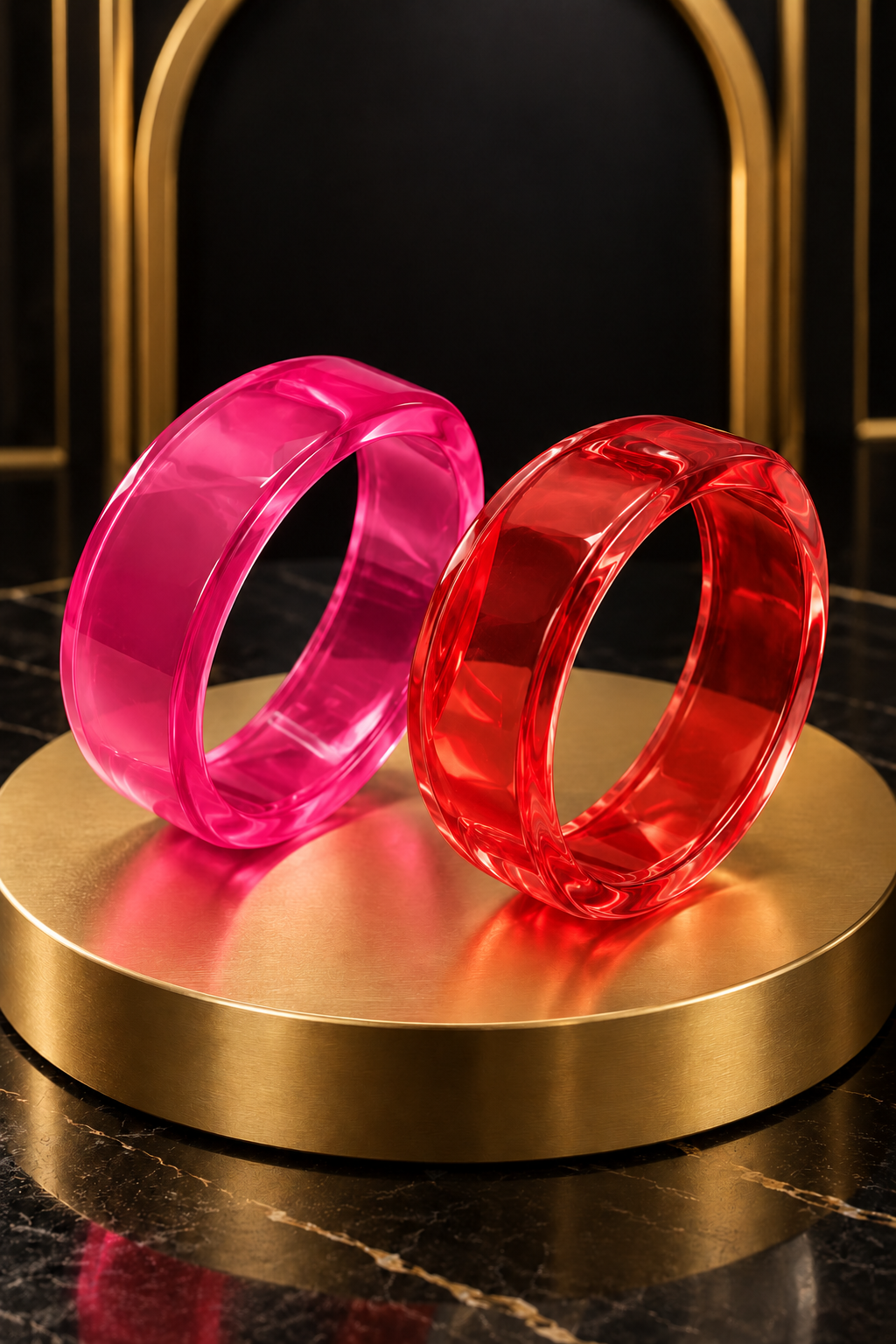 Jelly Glow Bangle Set – Pink/Red