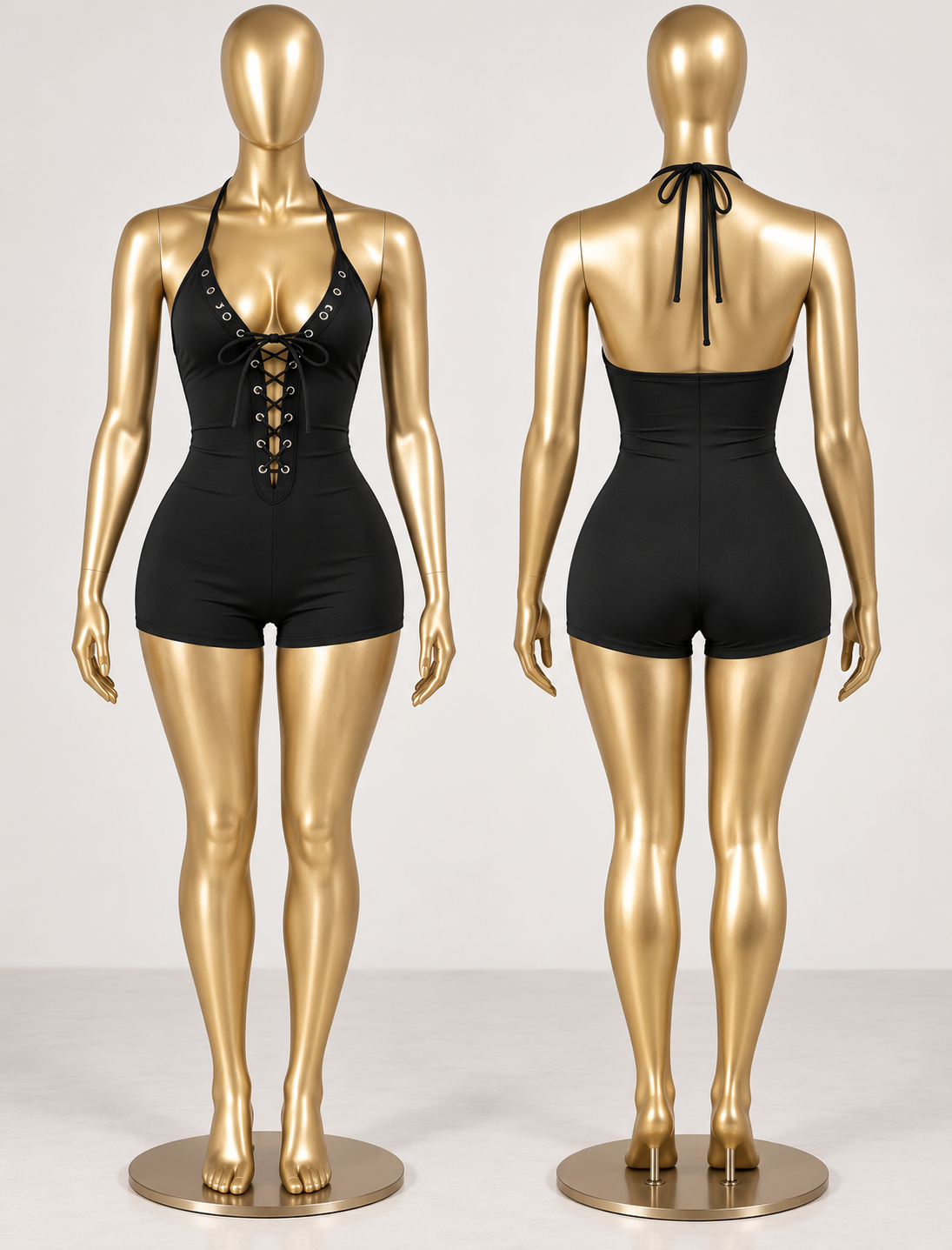 Laced Up & Unbothered Romper – Black