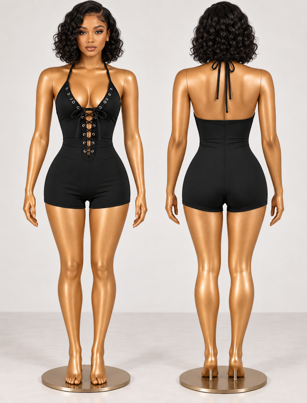 Laced Up & Unbothered Romper – Black