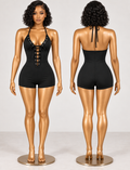 Laced Up & Unbothered Romper – Black