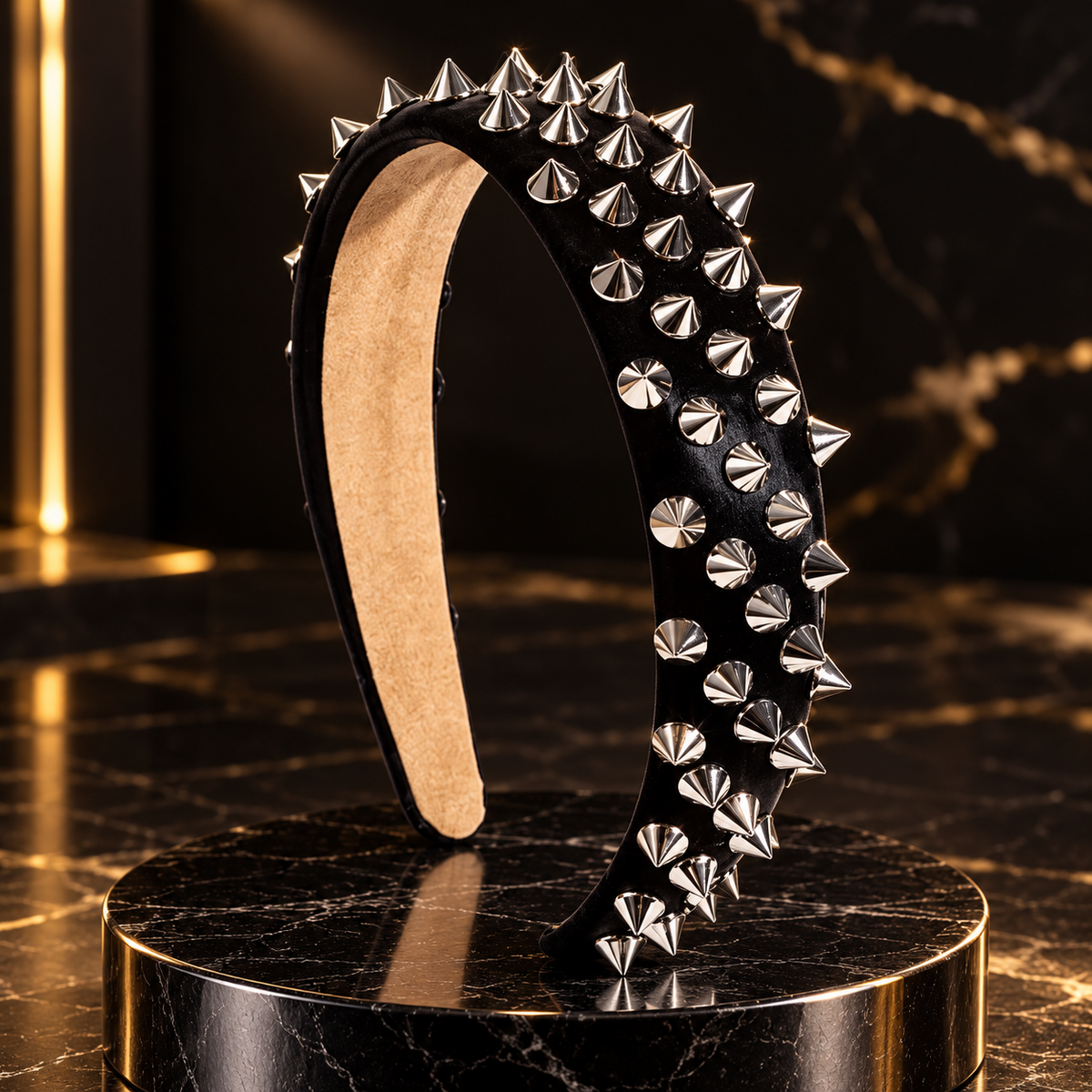 Rebel Luxe Spiked Headband - black