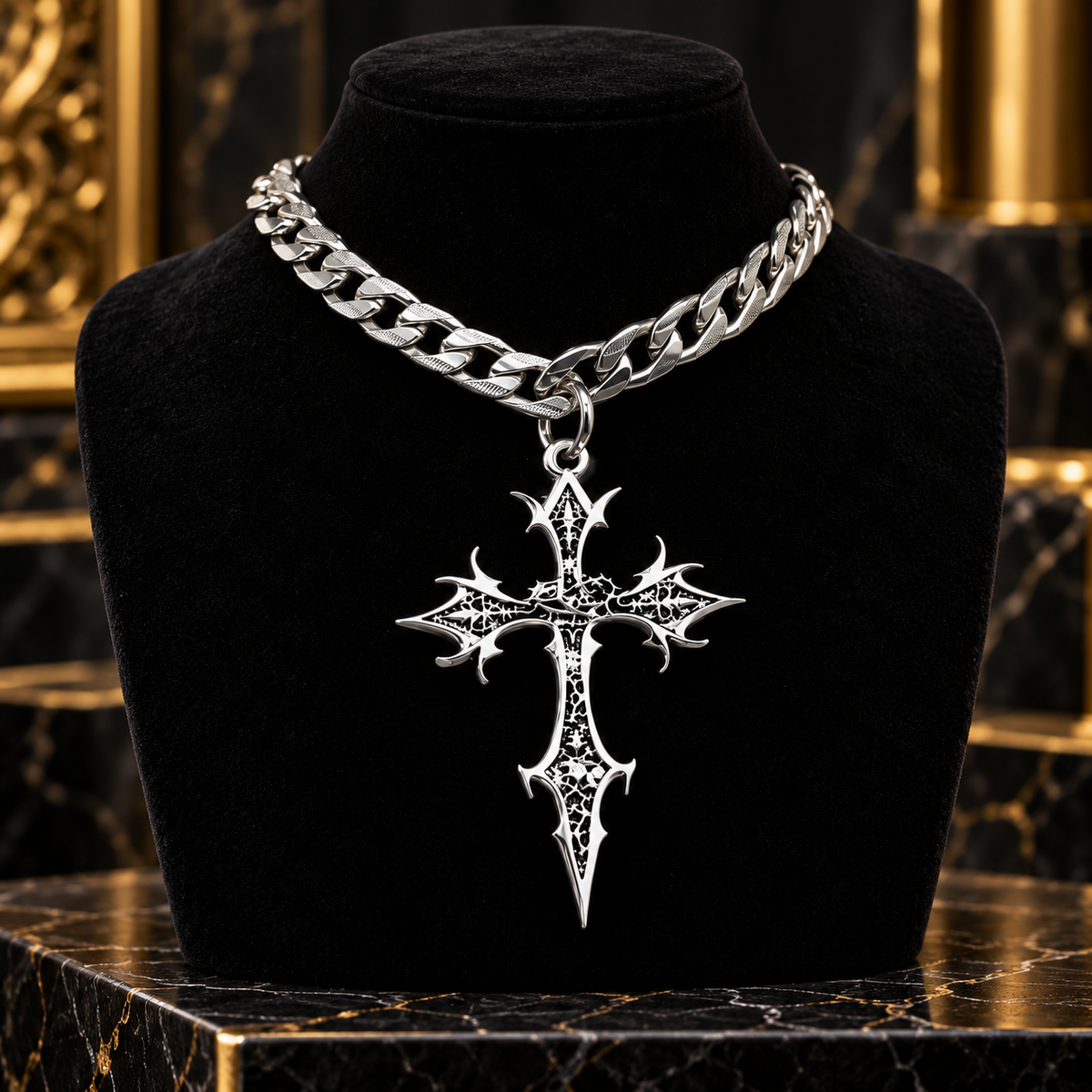 Sinfully Blessed Cross Necklace - silver