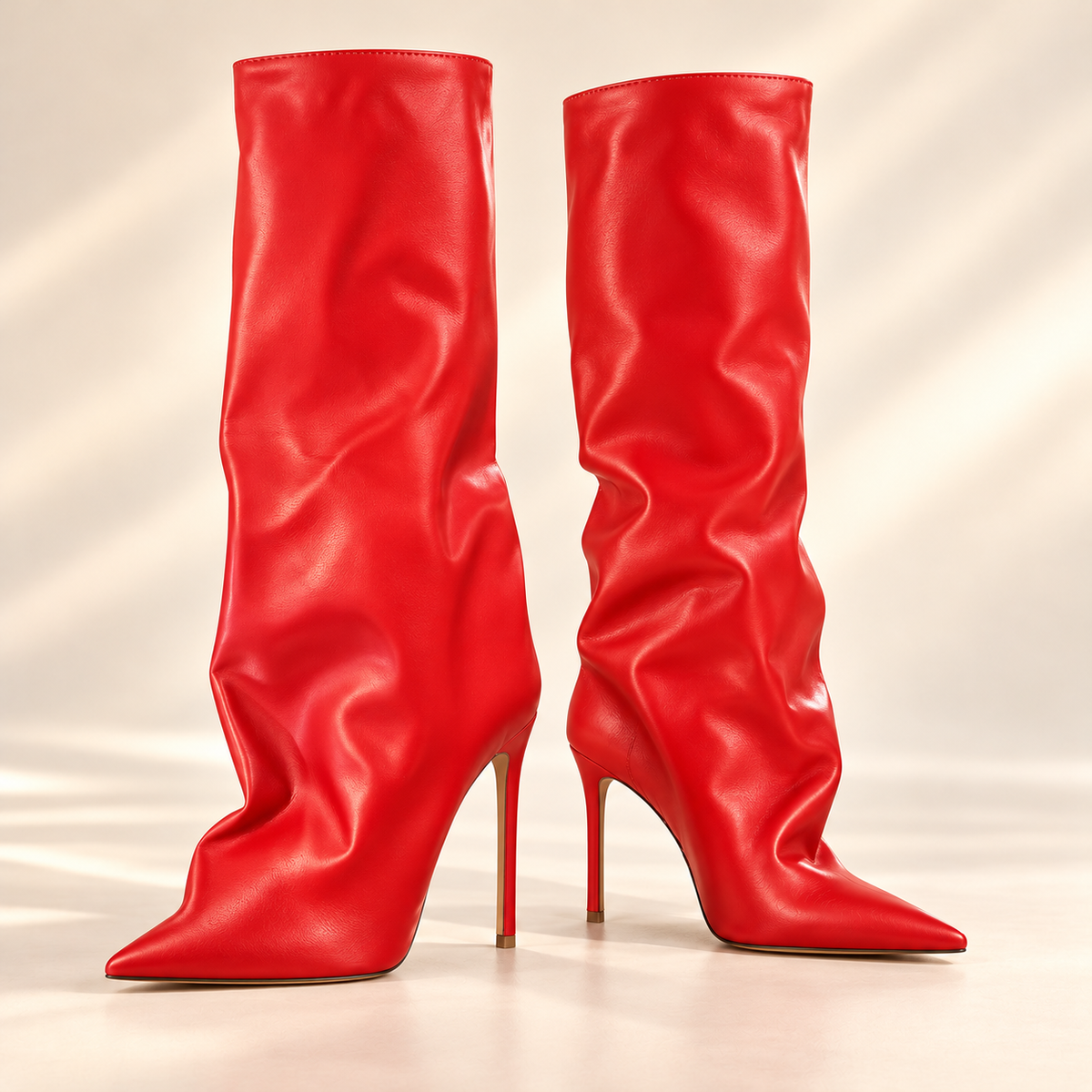 Shark Bite Stiletto Boots – Red