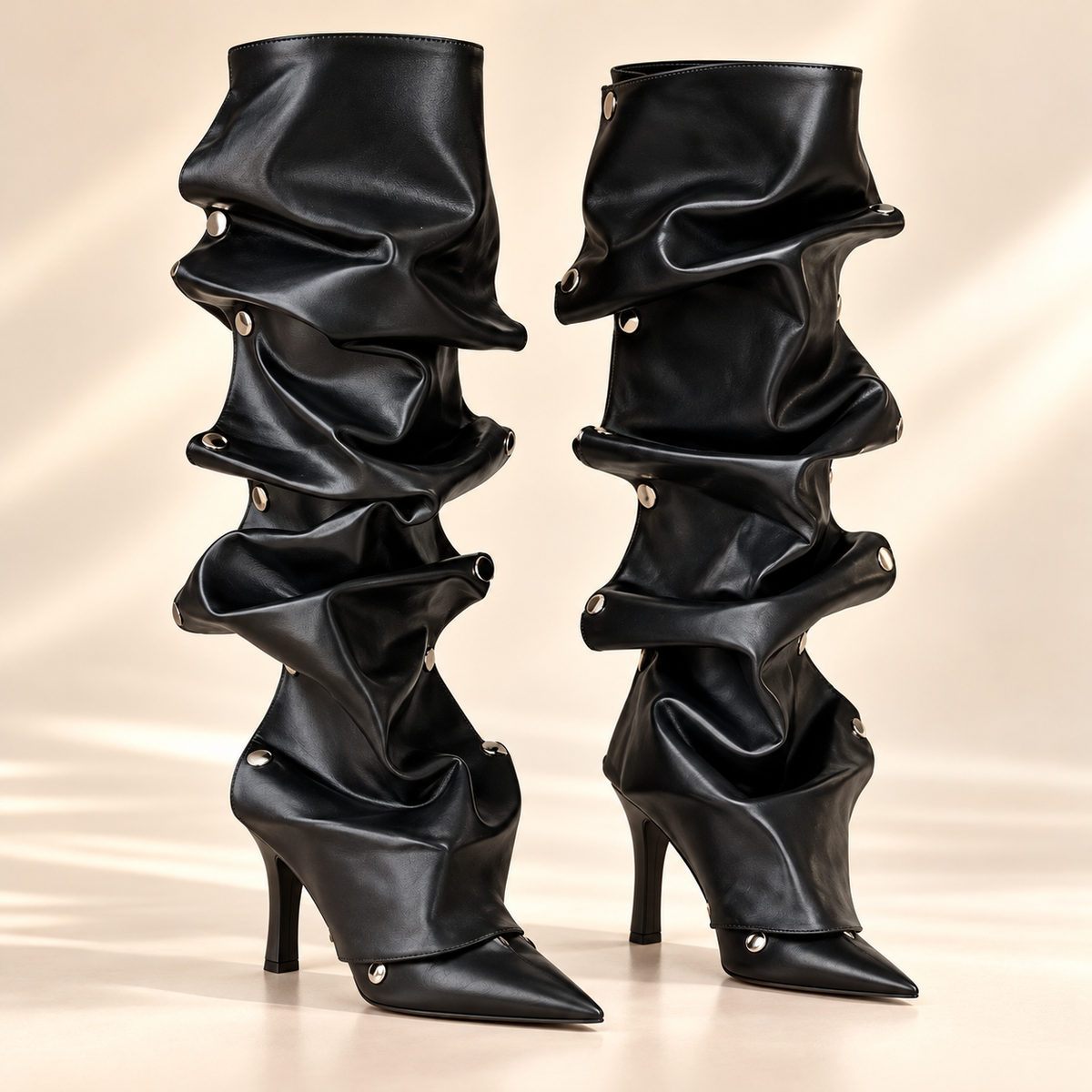 Silver Reign Scrunch Boots – Black