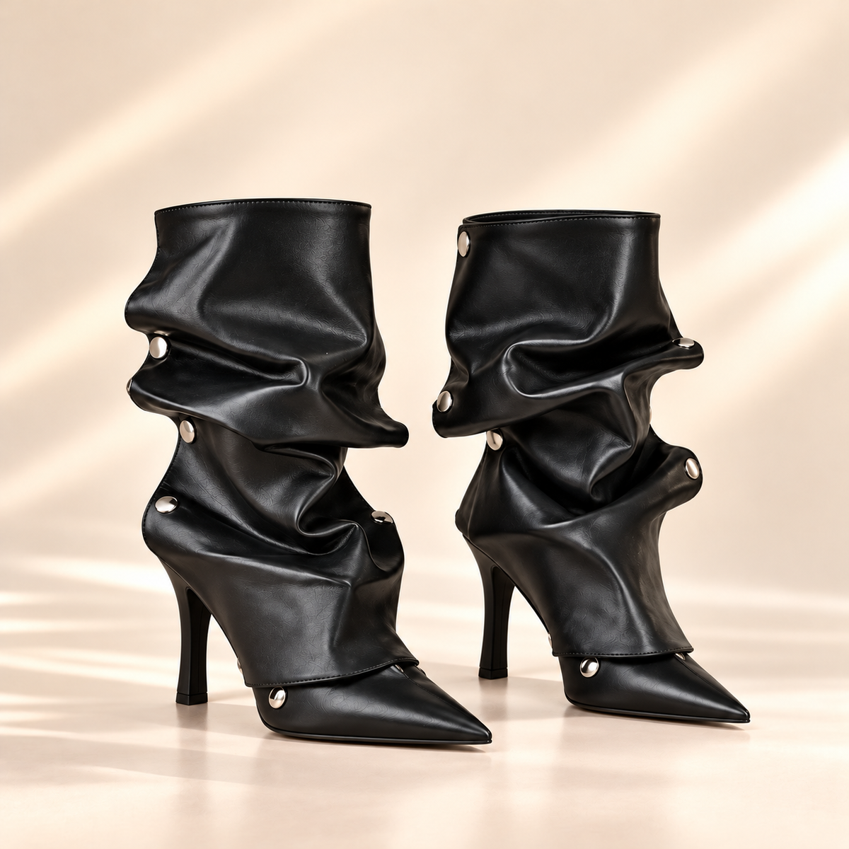 Silver Reign Mid-Calf Scrunch Boots – Black
